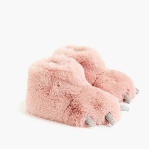 CREWCUTS BY J.CREW Kids's Monster Paw Slipper Pink & Silver New Soft Size K10